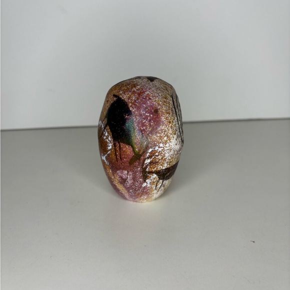 Richard Satava Art Glass Paperweight PetroglyphRunning Antelopes 3” 1994